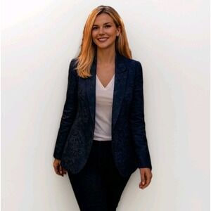 VINTAGE Shelby Rose New York Womens Business Casual Suit Blazer Large Navy Blue